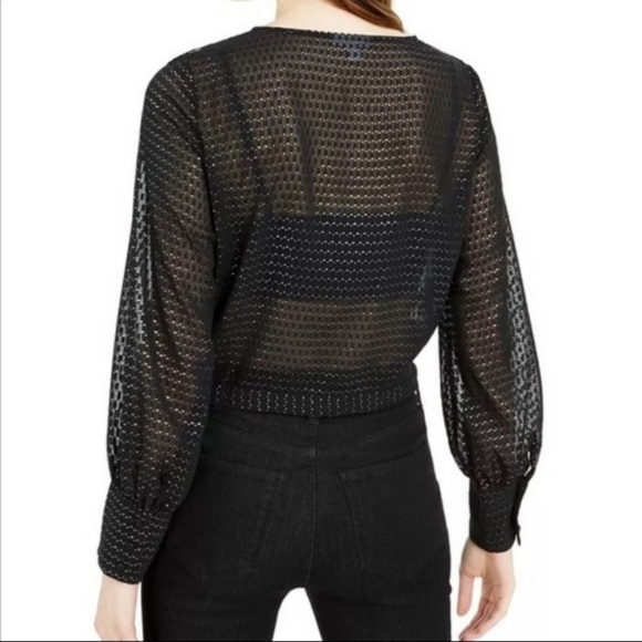 Bar III | Sheer Metallic Polka Dot Top - Picture 2 of 16